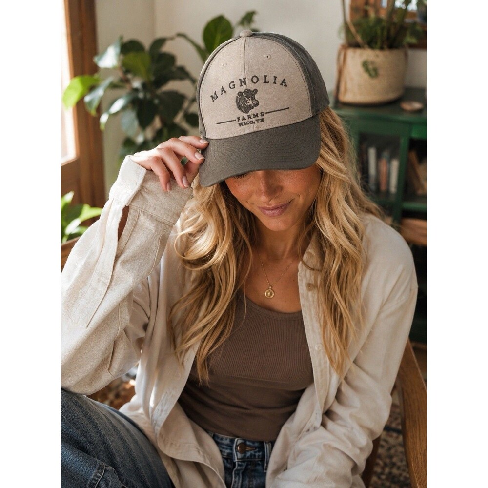 Magnolia Farms Waco TX Adjustable Baseball Cap Olive Green Beige One Size Casual